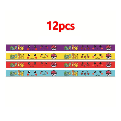 4-12pcs Pokemon Bracelet Anime Pocket Elf Pikachu Children Cartoon Silicone Wristband Bracelets Party Gifts Cosplay Accessoires