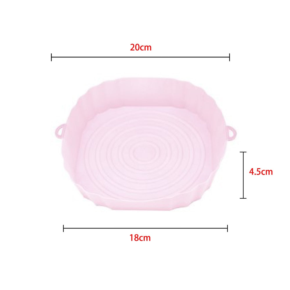 OIMG Air Fryers Oven Baking Tray Fried Chicken Basket Mat AirFryer Silicone Pot Round Replacemen Grill Pan Kitchen Accessories