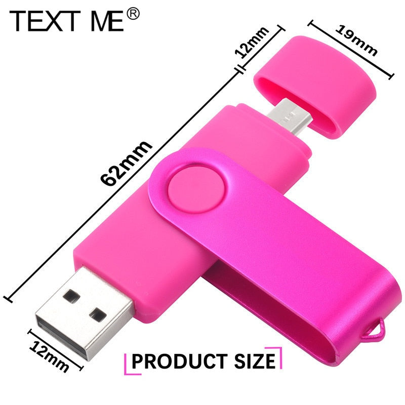 TEXT ME High Speed USB Flash Drive OTG Pen Drive 64GBUsb Stick 32GB 16GB 8GB Pendrive Flash Disk for Android Micro/PC/Car/TV