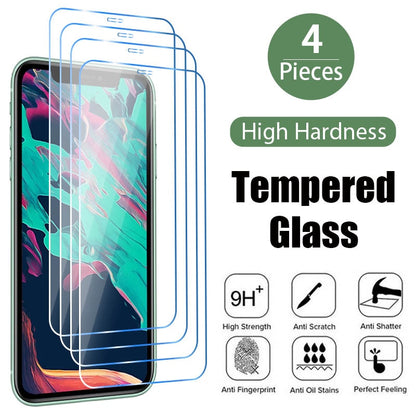 4PCS Tempered Glass for iPhone 13 12 11 Pro Max Mini Screen Protector for iPhone 14 Pro 7 8 6 6S Plus SE 2020 X XR Xs Max Glass