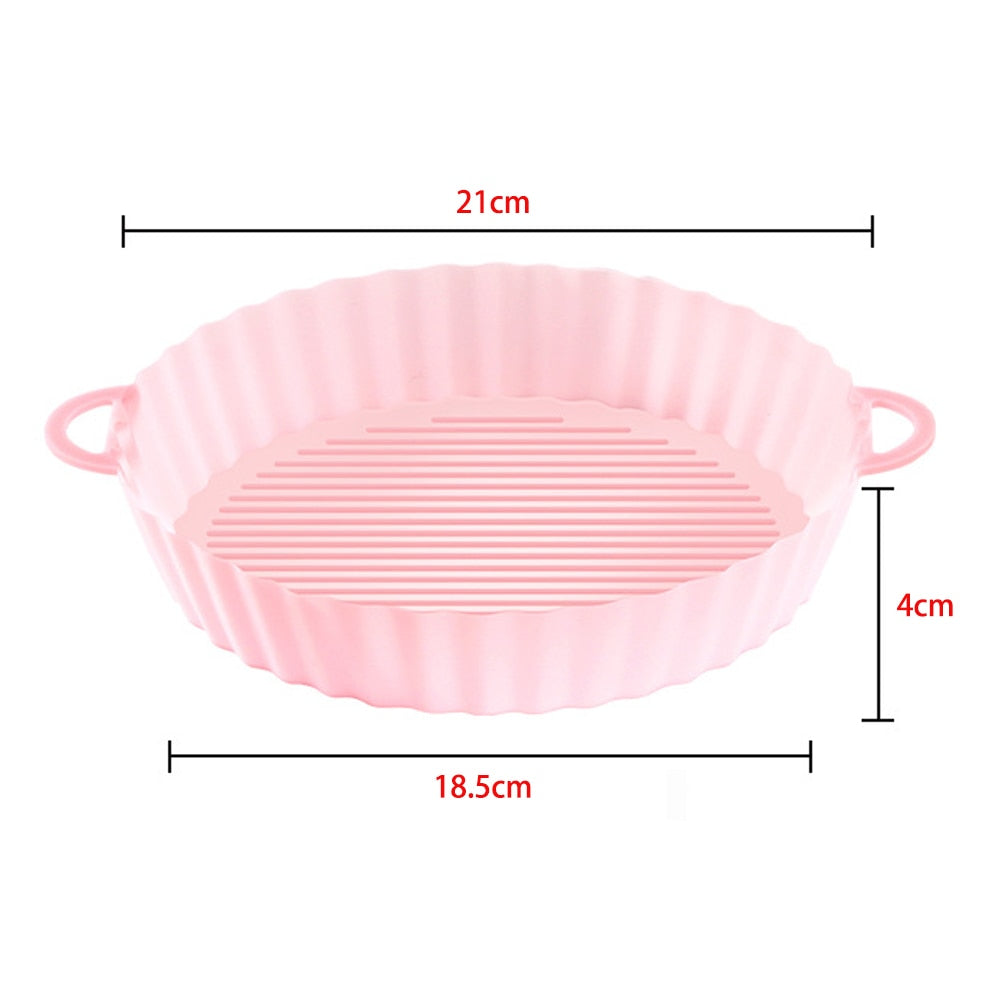 OIMG Air Fryers Oven Baking Tray Fried Chicken Basket Mat AirFryer Silicone Pot Round Replacemen Grill Pan Kitchen Accessories