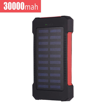 30000mah Solar Charger Portable LED Outdoor Power Bank with Charging Cable for Fast Charging External Battery for Android Iphone