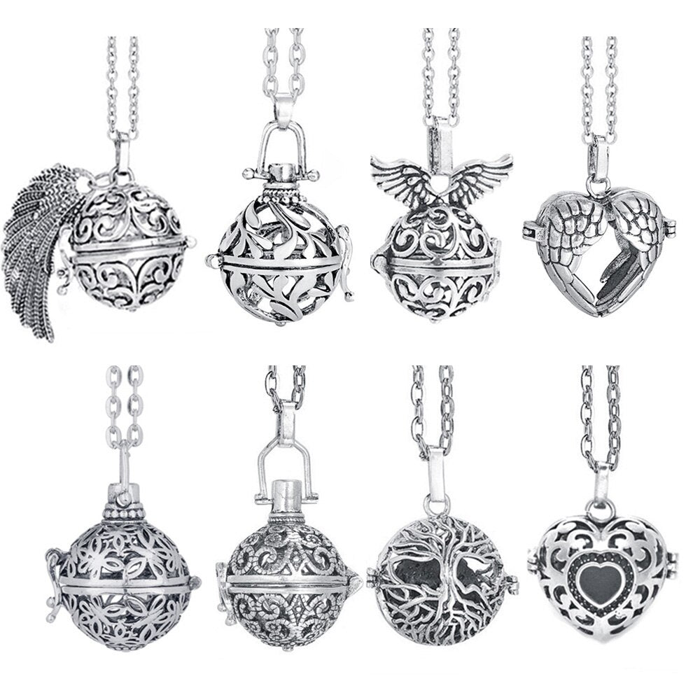 Music Chime Mexico Angel Ball Caller Locket Necklace Antique Vintage Pregnancy Essential Oil Diffuser Aromatherapy Necklace