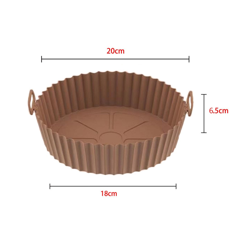 OIMG Air Fryers Oven Baking Tray Fried Chicken Basket Mat AirFryer Silicone Pot Round Replacemen Grill Pan Kitchen Accessories