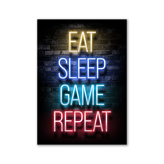 Nordic Gaming Gamer Quotes Art Posters and Prints Canvas Painting Wall Pictures for Boys Game Room Decor Home Decor (Not Neon)