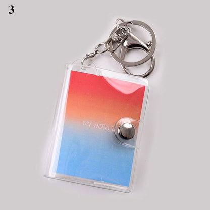 16 Mini Small Photo Album Keyring 1 2 Inch ID Instant Pictures Interstitial Storage Card Book Keychain Lover Time Memory Gift