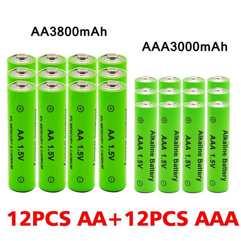 AA + AAA Rechargeable AA 1.5V 3800mAh / 1.5V AAA 3000mah Alkaline Battery Flashlight Toys Watch MP3 Player Replace Ni-Mh Battery