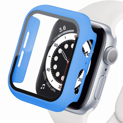 Tempered Glass+cover For Apple Watch 8 44mm 40mm 42mm 38mm PC bumper Screen Protector Case iWatch series 7 6 5 4 3 se 41mm 45mm