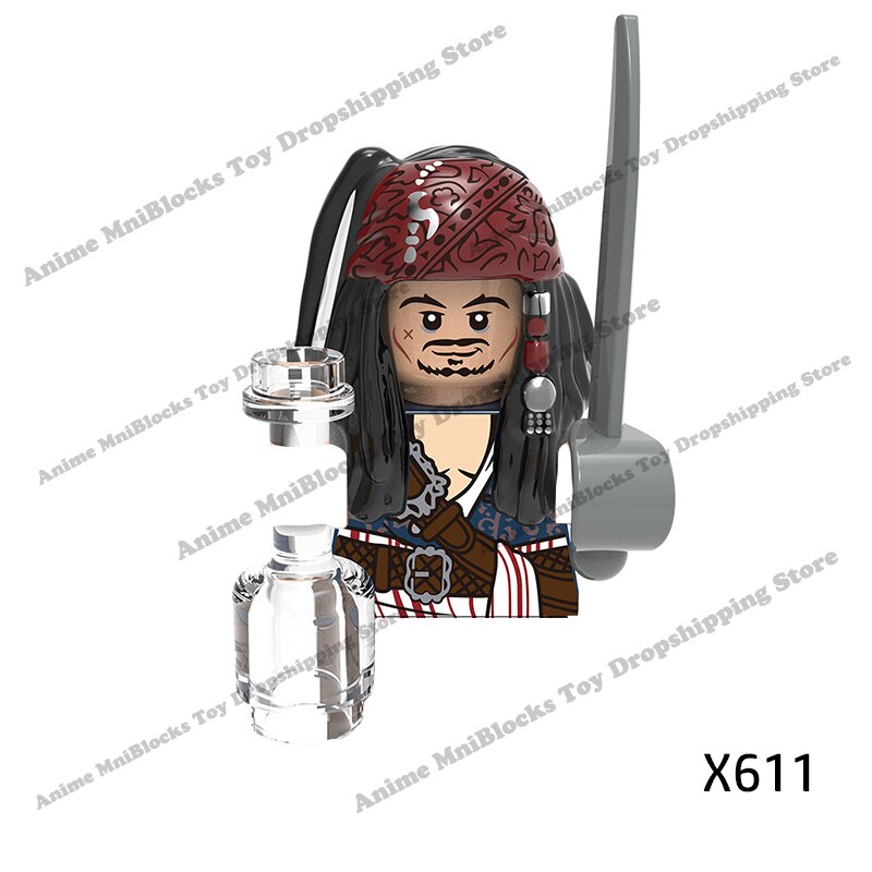 PG8048 X0160 movies Pirates the Caribbean Jack Sparrow ghost captain Mini Action toy Figures Assembly Toys kids Birthday Gifts