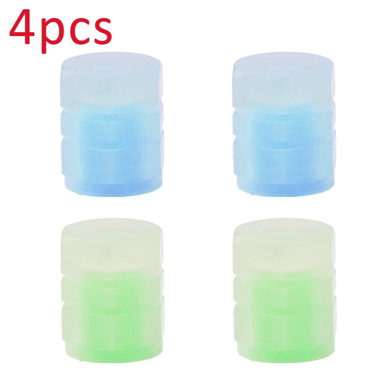 Luminous Valve Caps Fluorescent Green Blue Night Glowing Car Motorcycle Bicycle Wheel Styling Tyre Hub Luminous Cap Decor