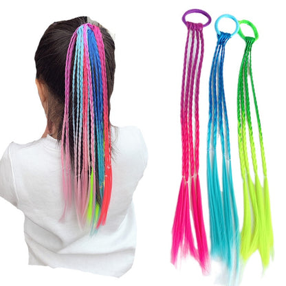 New Girls Colorful Wigs Ponytail Headbands Rubber Bands Beauty Hair Bands Headwear Kids Hair Accessories Head Band Hair Ornament